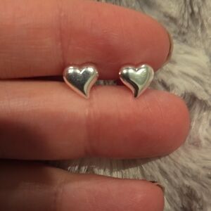 Silver Heart Stud Earrings